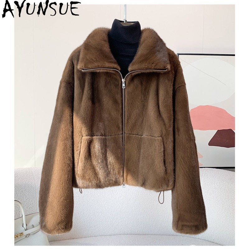 Winter Clothing Label - معطف فرو المنك الكامل المخملي من