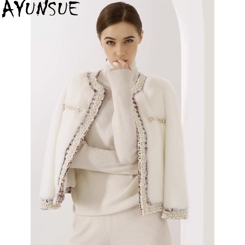 Winter Clothing Label - معطف فرو المنك الأرجواني من AYUNSUE