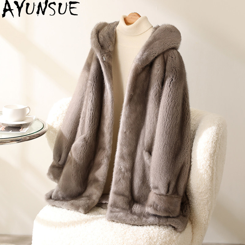 Winter Clothing Label - معطف فرو المنك الطبيعي الفاخر من
