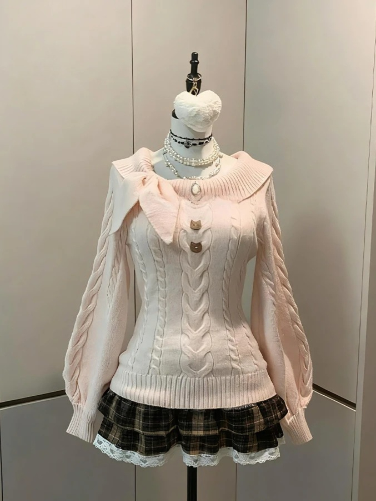 2026 الربيع رقيقة القوس بلوفر  - مراجعة Y2K Winter Clothing وسعره